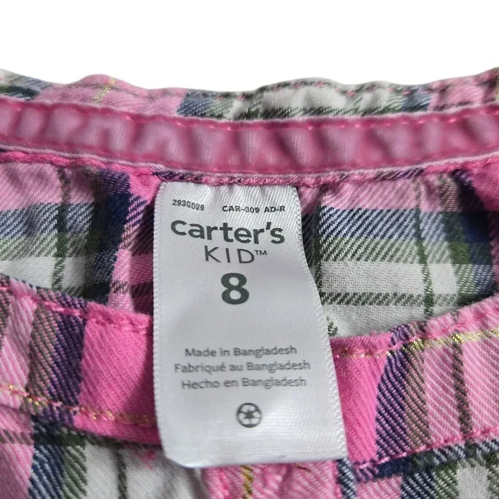 Carter's pink gold plaid buttondown shirt 8
